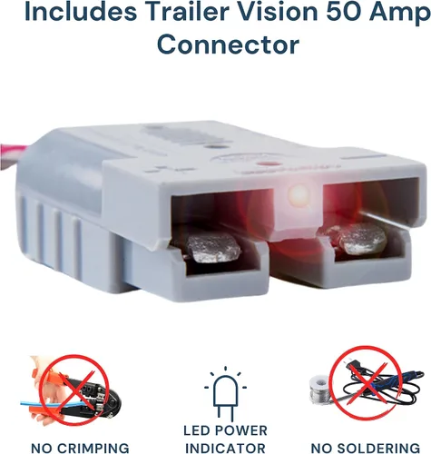 Vista 2 de Trailer Vision 50A Conector y Montaje de Cubierta Protectora - Compatible con AWG 6-12 SB Conector Anderson de 50 Amperios para Cable de Salto