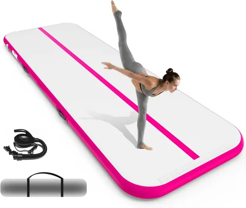 Vista 9 de Inflatable Gymnastics Mat 10ft/ 13ft/ 16ft, 4 inches Thickness Gymnastic Mats with Electric Pump and Carry Bag for Kids Home Use Outdoor Training