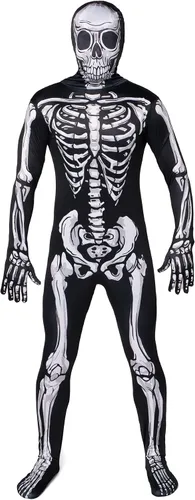 Vista 8 de Spooktacular Creations Disfraz de esqueleto realista para hombre disfraz de calavera realista con capucha para adultos fiesta de disfraces