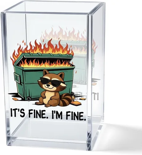 Vista 23 de It's Fine I'm Fine Soporte para Lápices y Bolígrafos Cosméticos de Acrílico, Divertido Soporte para Bolígrafos de Gato Negro, Regalo para Amantes