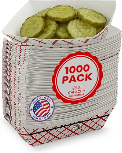 Vista 16 de MT Products Bandejas de papel desechables pequeñas de 1/2 lb – Paquete de 100 – Barcos de papel a cuadros resistentes a la grasa para aperitivos