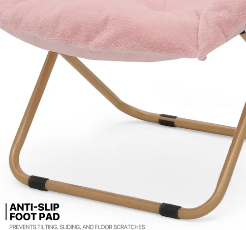 Vista 9 de MoNiBloom Silla redonda plegable de piel sintética con reposacabezas extraíble para adultos, marco de metal, de gran tamaño, cómoda, suave