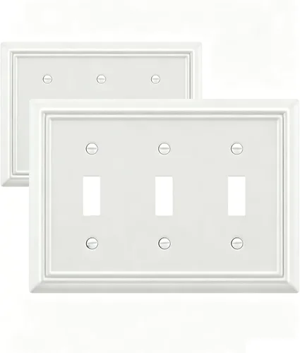 Vista 19 de Switch Plates Outlet Covers, 1-Pack Metal Wall Plate, Black Finish Midsize 1 Toggle 1 Decorator Combo Wall Plate, Ideal for GFCI Outlets, Light