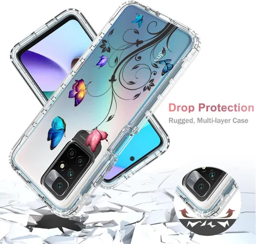 Vista 7 de Funda para Redmi 10 (2021/2022)/Redmi 10 Prime con protector de pantalla de vidrio templado, cuerpo completo transparente con protección de diseño