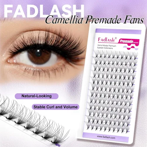 Vista 72 de FADLASH Extensiones de pestañas postizas en abanico con base puntiaguda 10D, extensiones de pestañas postizas de tallo medio, extensiones