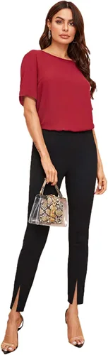 Vista 5 de SweatyRocks - Elegantes pantalones ajustados de cintura alta y elástica para mujer
