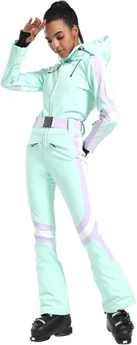 Vista 97 de GSOU SNOW Traje de esquí para mujer, traje de nieve delgado de una pieza, chaqueta de nieve, impermeable, resistente al viento, deportes al aire