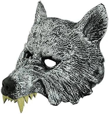 Vista 2 de Himine - Máscara de cabeza de lobo gris para Halloween