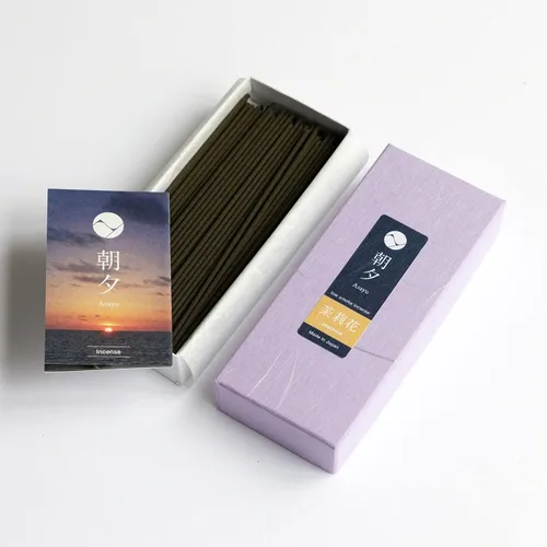 Vista 5 de Asayu Japan Varitas de incienso con bajo contenido de humo para meditación matutina o nocturna, relax o yoga, hecho en Japón 1.41 oz - Jazmín