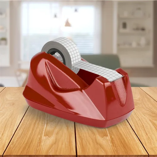Vista 9 de Acrimet Dispensador de cinta de escritorio prémium con base antideslizante (resistente) (color rojo)