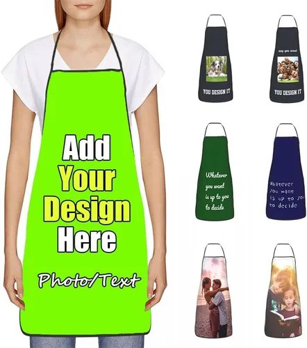 Vista 20 de Delantal Personalizado, Diseña Tu Propio Delantal de Cocina para Cocinar, Sube Tus Fotos Favoritas Logo, Añade Cualquier Nombre o Texto