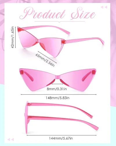 Vista 2 de Hoteam 24 pares de lentes de sol triangulares sin montura de color caramelo, lentes de sol de ojo de gato para mujeres y hombres, fiesta de disfraces