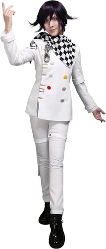 Vista 2 de Cosplay.fm Disfraz de uniforme escolar de anime para mujer, disfraz de cosplay, con cadena, pantalones, bufanda