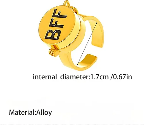 Vista 3 de ALFAAL 3 anillos de mejor amiga, anillo de apertura ajustable de anime para adolescentes, el mejor regalo de joyería de amistad, Metal, Sin piedras