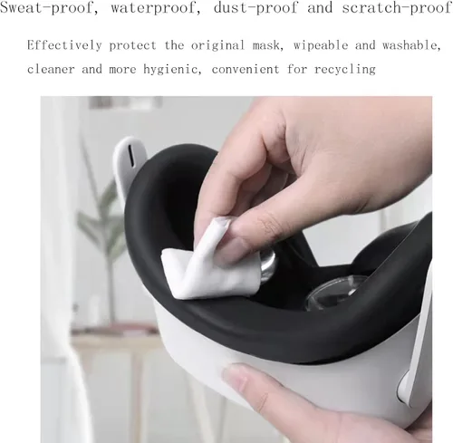 Vista 5 de Funda de silicona para Oculus Quest 2 Funda de cojín para cara a prueba de sudor a prueba de luz VR Accesorios negro