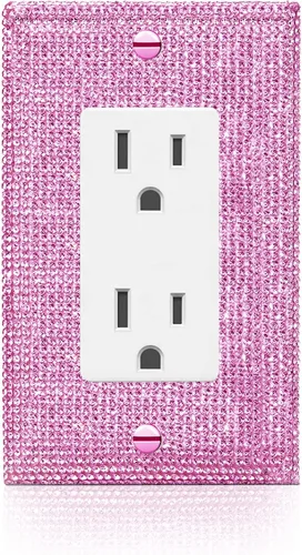 Vista 16 de 4 piezas de placa de pared rosa plateado brillante cubierta decorativa interruptor de luz cubierta de interruptor de palanca única diamantes