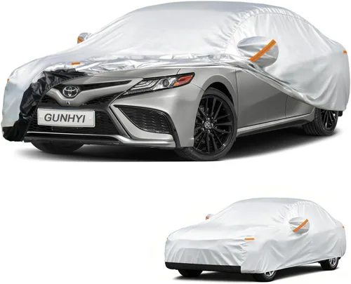 Vista 90 de GUNHYI - Funda de automóvil de 6 capas para Tesla Model 3 (2017-2025), impermeable para todo tipo de clima, protección UV contra la nieve, el sol