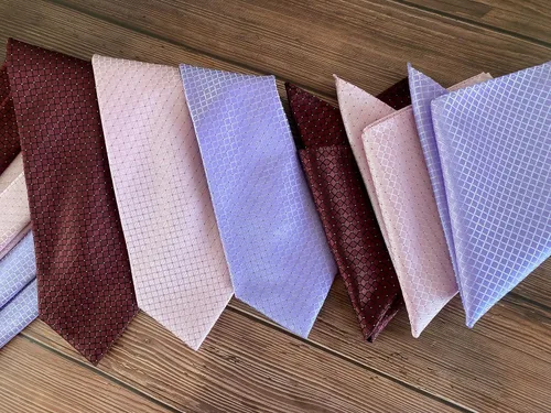 Vista 5 de KissTies Mens Checkered Tie Set Solid Color Festive Necktie + Pocket Square