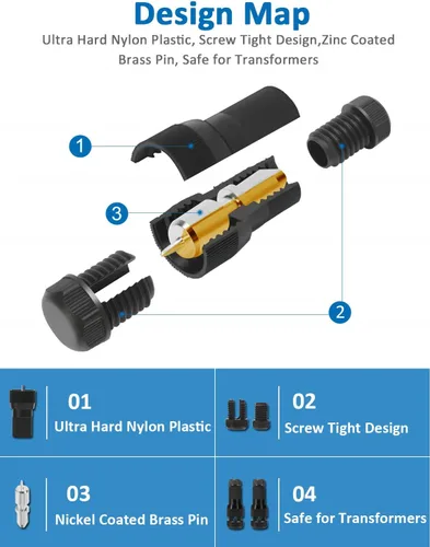 Vista 3 de SUNVIE Conectores de iluminación de paisaje, conector Fastlock de cable de bajo voltaje, conector de bajo voltaje impermeable de calibre 12-14