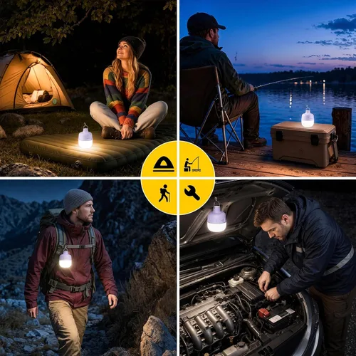 Vista 8 de VAVOFO Linterna LED de campamento de 20 W, recargable, luz de campamento de 1200 lúmenes, luz portátil de tienda de campaña de 3000 mAh, linterna