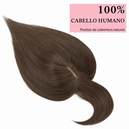Vista 2 de SEGO Toppers de cabello humano 100% real, con flequillo de aire, base de seda 150% de densidad, topper con clip, 2.7 x 5.1 pulgadas, piezas