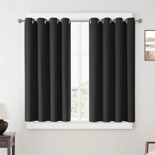Vista 111 de ChrisDowa Cortinas 100% Opacas de Abedul Sólido de 45 Pulgadas de Largo, 2 Paneles para Dormitorio y Sala de Estar, Estilo Granja Oscurecedoras