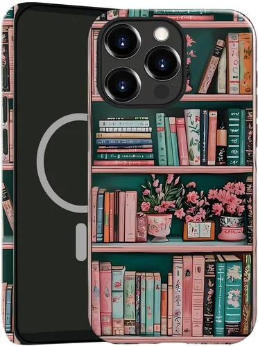 Vista 20 de Funda compatible con iPhone 13, compatible con MagSafe, funda híbrida de 2 capas con prevención de caídas brillante para niñas y niños, arte floral