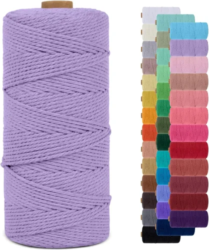 Vista 13 de Cordón de macramé de 0.079 pulgadas, cuerda de algodón natural de 109 yardas, hilo de cuerda de macramé para manualidades, ganchos de pared
