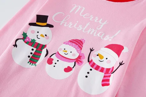 Vista 4 de Akyzic Conjuntos de pijamas de Navidad para niños y niñas, ropa de dormir de Papá Noel y muñeco de nieve