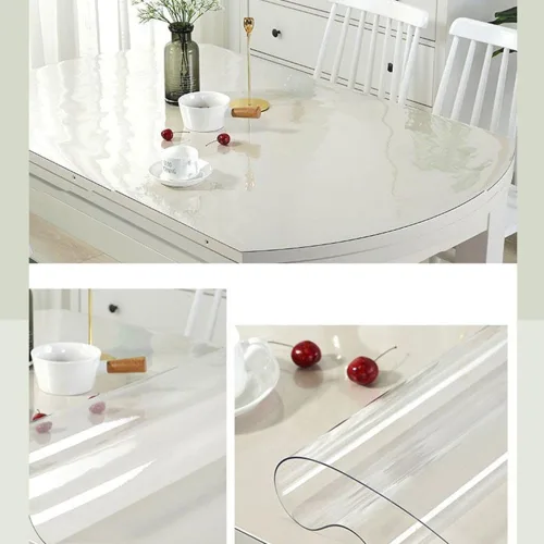 Vista 4 de Protector de PVC transparente de 0.039 in de grosor, resistente al agua, de plástico, rectangular, antideslizante, para mesa de café, escritorio