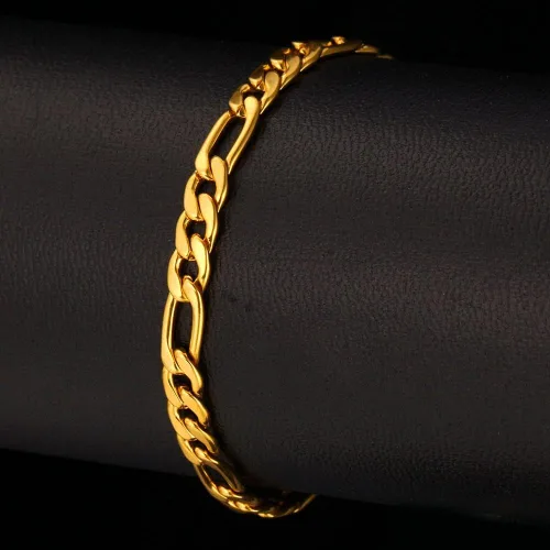 Vista 3 de U7 Figaro Bracelet, Stainless Steel Figaro Chain Bracelet, Rope Chain Bracelet Stainless Steel 18K Gold Plated Wrist Chain for Men Women