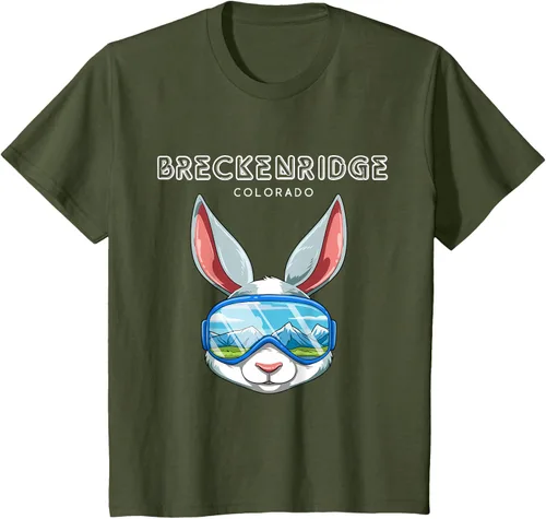 Vista 13 de Breckenridge Colorado USA - Camiseta de esquí y snowboard de conejo, Negro, S