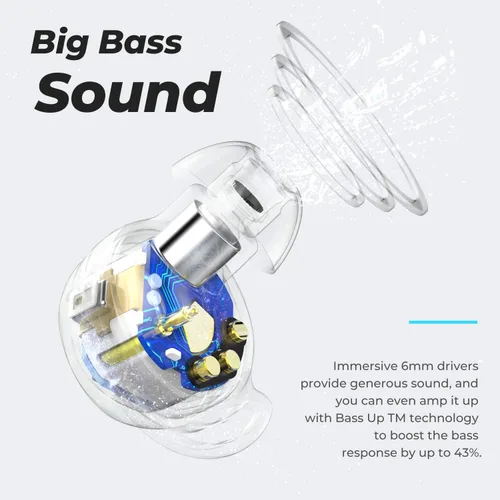 Vista 3 de Tribit Auriculares inalámbricos, 110 horas de reproducción, Bluetooth 5.3 IPX8, impermeable, control táctil, verdaderos auriculares inalámbricos