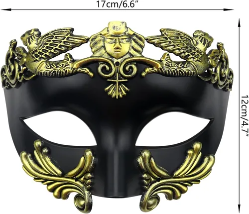 Vista 6 de Máscara de mascarada para hombres, máscara veneciana griega romana, Halloween, cosplay, fiesta, disfraz para hombres, máscara de Mardi Gras