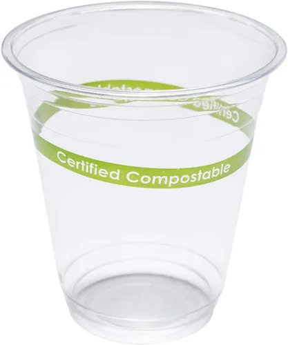 Vista 2 de CiboWares Vasos desechables compostables transparentes de 12 onzas, hechos de plástico a base de maíz, caja de 1000
