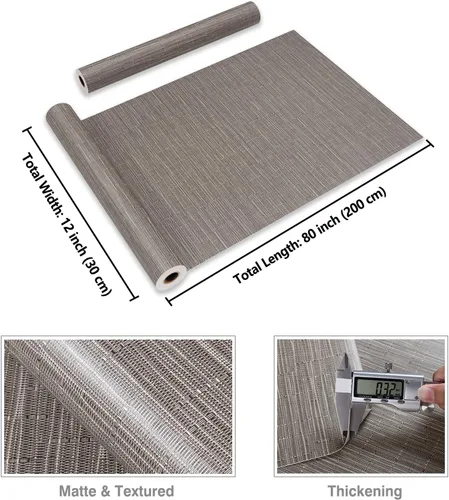 Vista 8 de CRE8TIVE Papel tapiz marrón topo para despegar y pegar de 12 x 80 pulgadas, papel tapiz de tela de hierba tejida sintética, extraíble, autoadhesivo