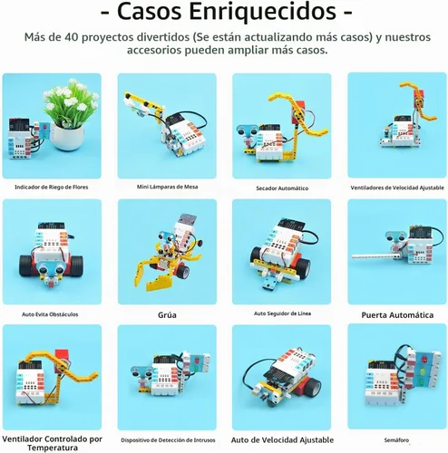 Vista 3 de ELECFREAKS Microbit Nezha Inventor Kit Planet X Sensores de arranque con más de 40 proyectos de aprendizaje y más de 400 ladrillos, placa