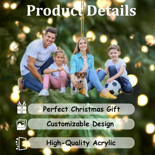Vista 4 de Adornos navideños personalizados con foto, adornos de foto 2D personalizados, decoraciones colgantes para árbol, regalo para parejas de Navidad