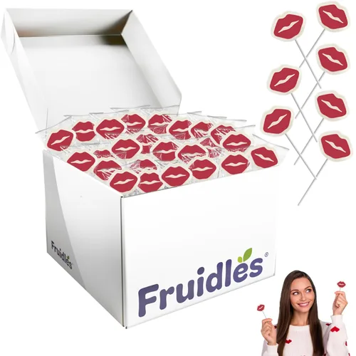Vista 10 de Fruidles Piruleta de tatuaje de labios rojos de San Valentín, 1 libra, piruleta en forma de labio blanco con labios rojos, caramelo envuelto