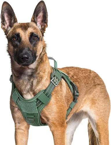 Vista 55 de rabbitgoo - Arnés para perros pequeño sin tirones, chaleco táctico de servicio con Molle y asa de control, arnés militar ajustable y reflectante