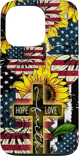 Vista 10 de Funda para iPhone 16 Sunflowers Faith Hope Love Jesus Cross Christian
