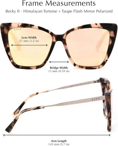 Vista 5 de DIFF Gafas de sol Becky II de diseño de ojo de gato para mujer 100 UVAUVB Negro humo oscuro