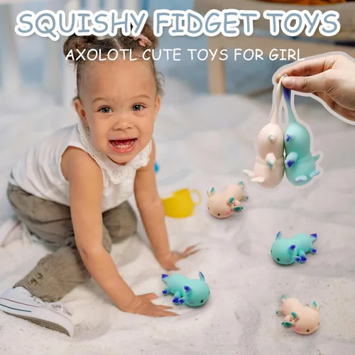 Vista 5 de ZTATU Axolotl Squishy Fidget Toys Bolas de estrés para adultos (2 piezas) juguetes sensoriales para niños, recuerdos de fiesta para niños, regalos