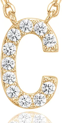 Vista 35 de PAVOI 14K White Gold Plated Cubic Zirconia Initial Necklace Letter Dainty Necklaces for Women