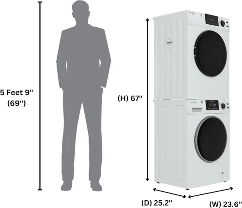 Vista 4 de Juego de lavandería Equator 18 Lbs Lavadora 1.9cf+Secadora Ventilada 4cf SINGLE OUTLET 110V