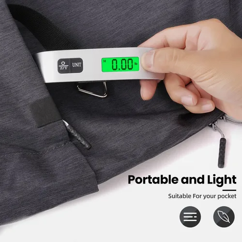 Vista 6 de BAGAIL Digital Luggage Scale, 110lbs Hanging Baggage Scale with Backlit LCD Display, Portable Suitcase Weighing Scale, Travel Luggage Weight Scale