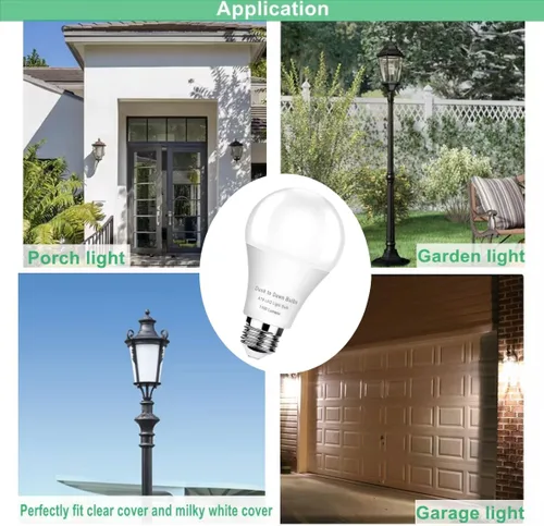Vista 3 de GEPLAD Paquete de 6 bombillas LED A19 con sensor A19, fotocélula automática de encendido/apagado automático para iluminación al aire libre, luz
