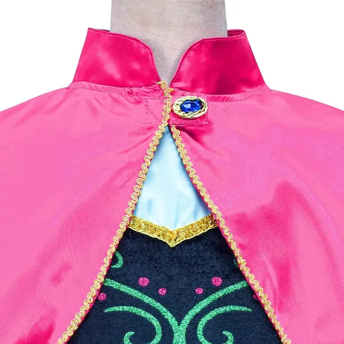 Vista 4 de Avady Girls Princess Costume for Frozen Anna with Wig Birthday Party Halloween Christmas Dress Up