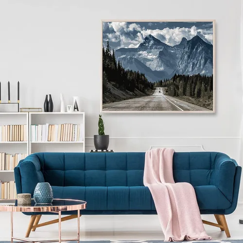 Vista 2 de RAOHEVU Kit de pintura por números para adultos principiantes – "Camino a las montañas" Kits de pintura por números (16 x 20 pulgadas) con pintura