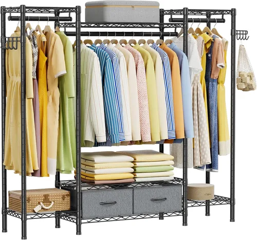 Vista 8 de Golpart Perchero resistente con estantes ajustables para ropa Negro